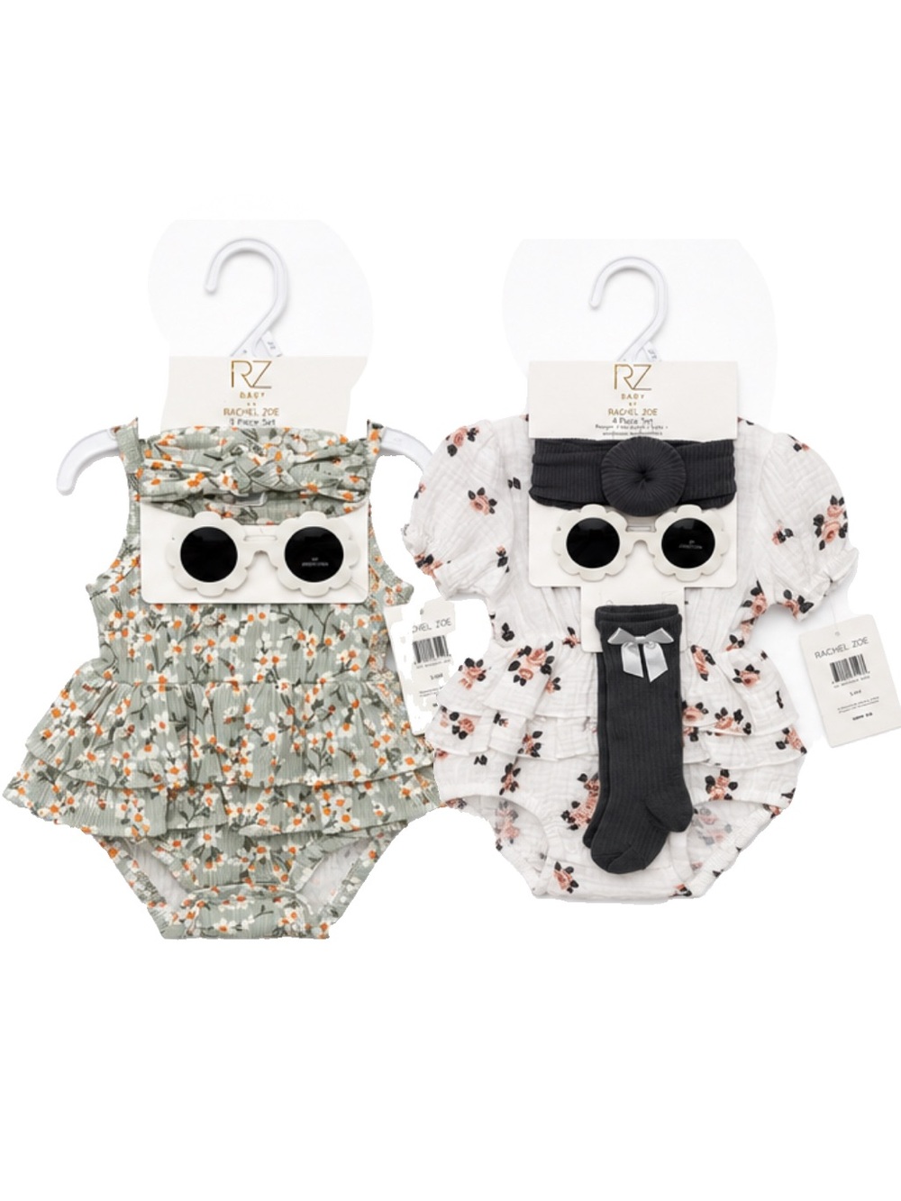 NEW - 2 Set Bundle Rachel Zoe Baby Girl Rompers, Sunglasses, Headbands & Socks
